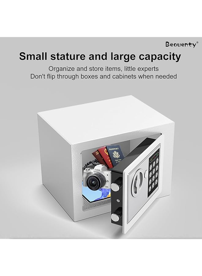erorex Safe Box All Steel Digital Safe Deposit Box With Electronic Keypad Lock And Key Lock For Home Office Hotel Security Box Safe Cabinet For Jewelry Cash Passport Documents White - Image 5