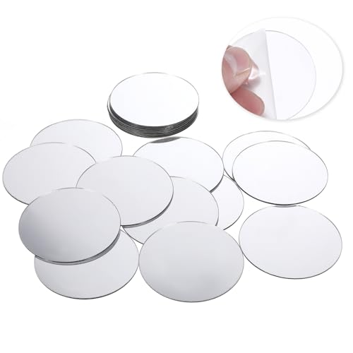 Trinkrittey 20Pcs Mini Acrylic Round Mirror Tiles Self Adhesive Silver Classic Style Mosaic Tiles for DIY Crafts Wall Decor Jewelry Making 2 Inch - Image 1