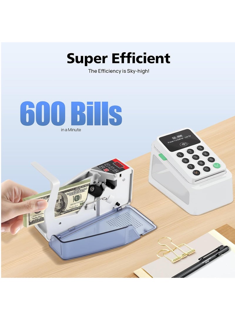 ZYWELL Portable Money Counter Machine, Mini Bill Counter, Cash Machine, Counter Bills Counting Machine, Portable Currency Counter Machine for Multi-Currency, 600pcs/min - Image 2