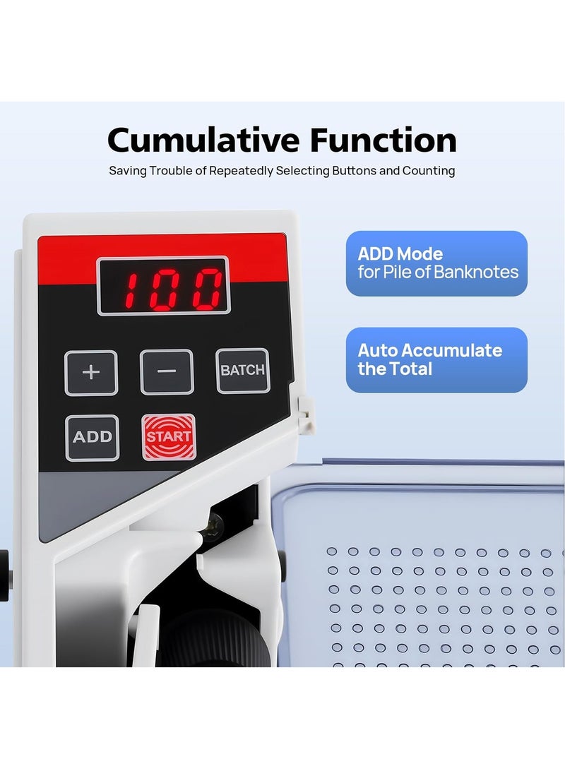 ZYWELL Portable Money Counter Machine, Mini Bill Counter, Cash Machine, Counter Bills Counting Machine, Portable Currency Counter Machine for Multi-Currency, 600pcs/min - Image 3