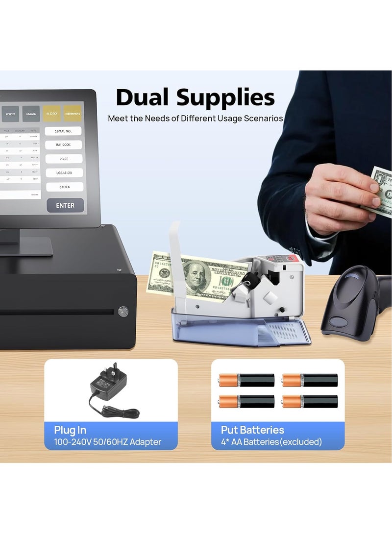 ZYWELL Portable Money Counter Machine, Mini Bill Counter, Cash Machine, Counter Bills Counting Machine, Portable Currency Counter Machine for Multi-Currency, 600pcs/min - Image 4