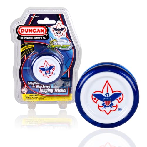 Duncan Toys Hornet Pro Looping YoYo with String Ball Bearing Axle and Plastic Body Blue with White Cap - Image 1
