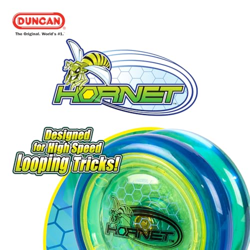 Duncan Toys Hornet Pro Looping YoYo with String Ball Bearing Axle and Plastic Body Blue with White Cap - Image 5