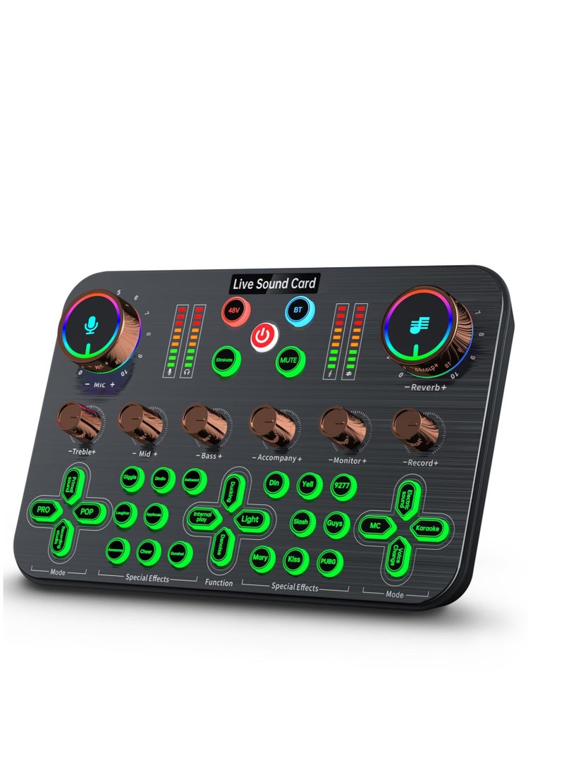 Excefore Gaming Audio Mixer, Streaming Audio Mixer, Audio Mixer, Audio Interface, 48V Phantom Power, for Live Streaming, Podcast Recording, Vocal, Game Voice, Youtube, TikTok, PC, Guitar - Image 1