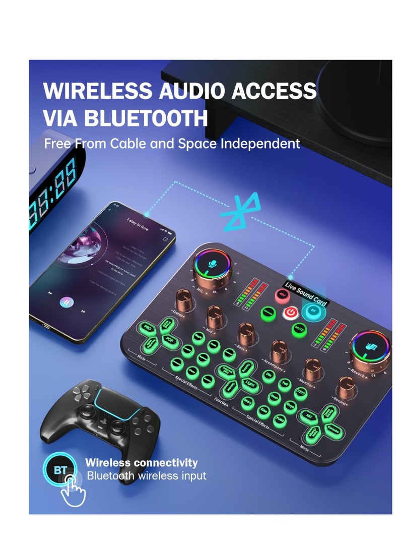 Excefore Gaming Audio Mixer, Streaming Audio Mixer, Audio Mixer, Audio Interface, 48V Phantom Power, for Live Streaming, Podcast Recording, Vocal, Game Voice, Youtube, TikTok, PC, Guitar - Image 4
