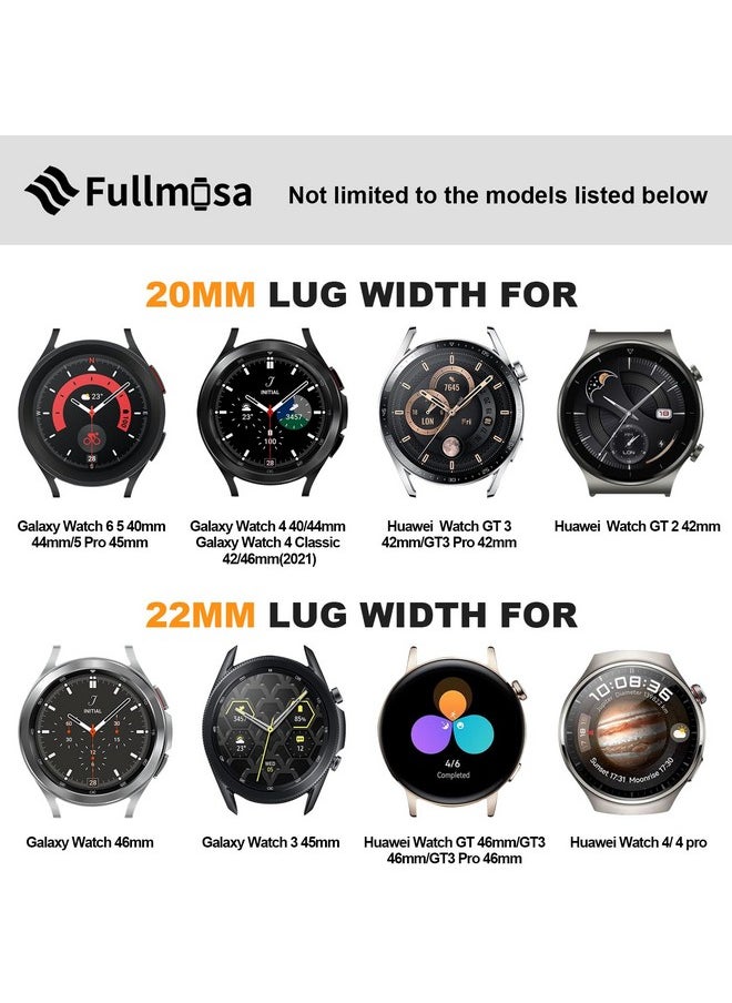 Fullmosa - Fullmosa 22mm Quick Release Watch Straps,Burnished Leather Watch Band for Fossil Gen 5/Gen 6 44mm/Samsung Galaxy 46mm/Gear S3 Frontier, Dark Brown+Silver - Image 1