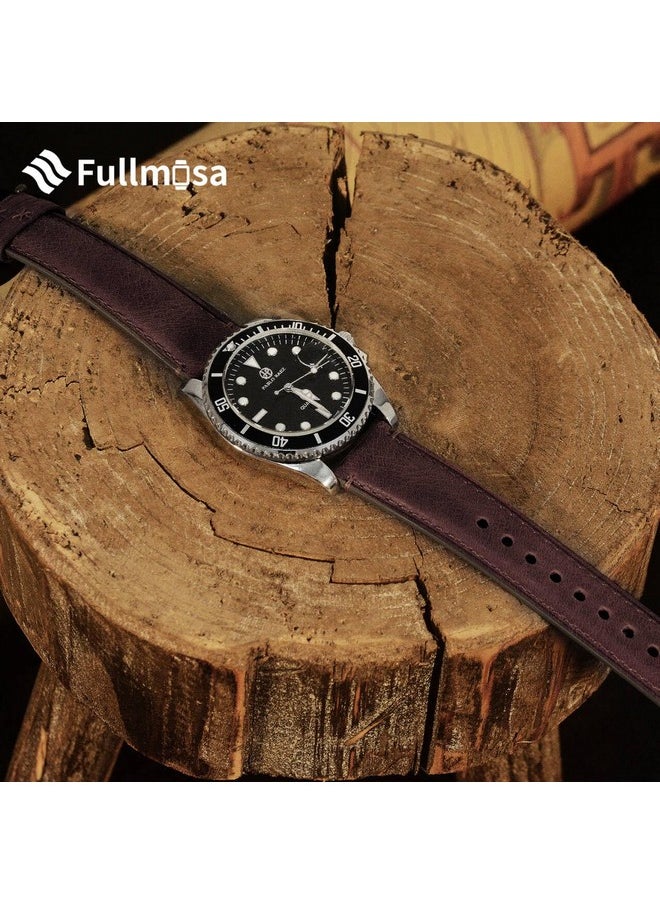 Fullmosa - Fullmosa 22mm Quick Release Watch Straps,Burnished Leather Watch Band for Fossil Gen 5/Gen 6 44mm/Samsung Galaxy 46mm/Gear S3 Frontier, Dark Brown+Silver - Image 1