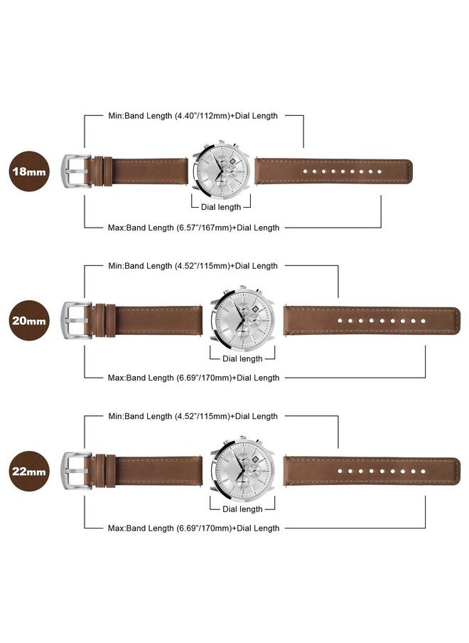 Fullmosa - Fullmosa 22mm Quick Release Watch Straps,Burnished Leather Watch Band for Fossil Gen 5/Gen 6 44mm/Samsung Galaxy 46mm/Gear S3 Frontier, Dark Brown+Silver - Image 1