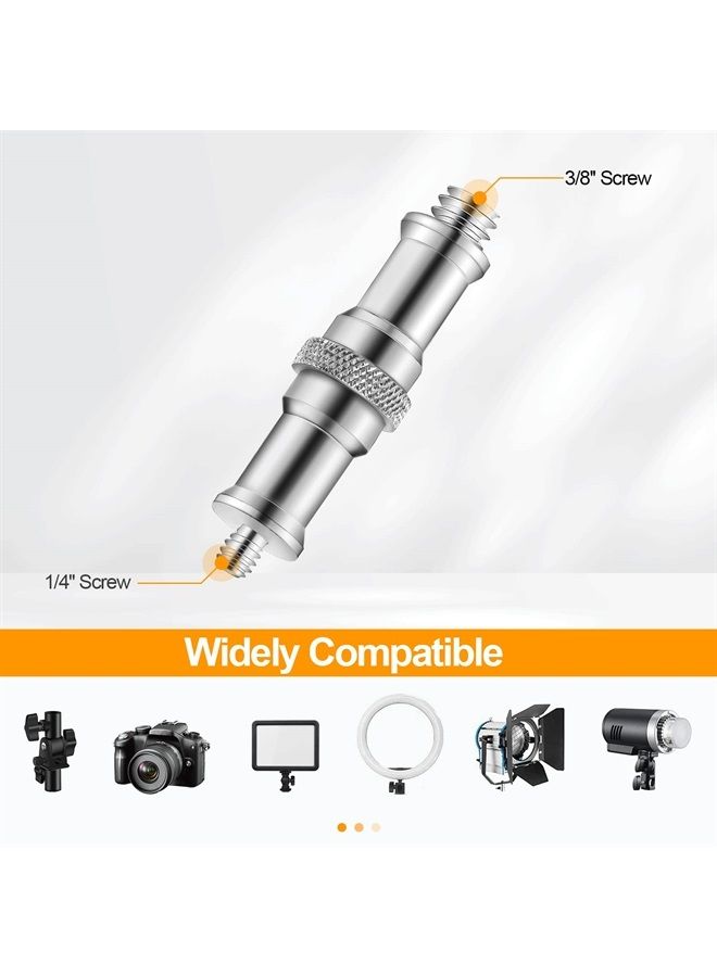 Wellmaking 3 Pieces Standard 1/4 to 3/8 inch Metal Male Convertor Threaded Screw Adapter Spigot Stud for Studio Light Stand, Hotshoe/Coldshoe Adapter, Ball Head, Wireless Flash Receiver, Trigger - Image 2