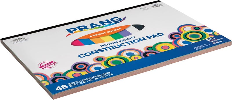 Creativity Inspired Prang (Formerly SunWorks) Medium Weight Construction Paper Pad, 8 Assorted Colors, 18" x 12", 48 Sheets - Image 2