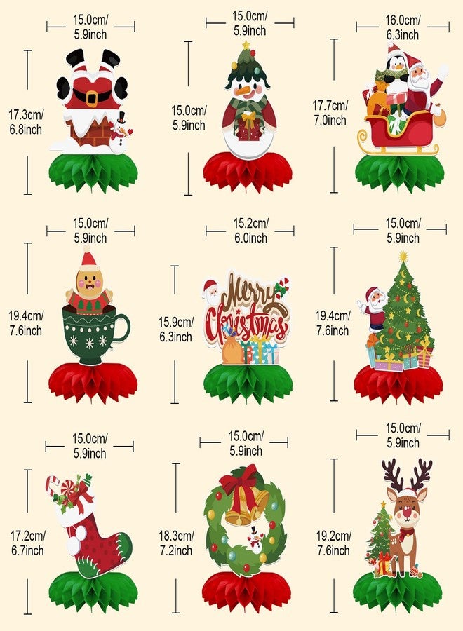 Moitkptt 9 Pcs Christmas Honeycomb Centerpieces for Christmas Decorations, Christmas Table Decorations for Santa Themed Party Supplies - Image 2