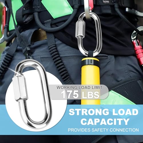 Vmuter 10 Pcs 1.5 Inch 304 Stainless Steel Screw Chain Quick Links, 175 Lbs Capacity Carabiner, Locking Quick Chain Repair Links, Pets Keychain for Outdoor Traveling Equipment - Image 3
