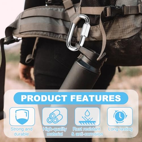 Vmuter 10 Pcs 1.5 Inch 304 Stainless Steel Screw Chain Quick Links, 175 Lbs Capacity Carabiner, Locking Quick Chain Repair Links, Pets Keychain for Outdoor Traveling Equipment - Image 5