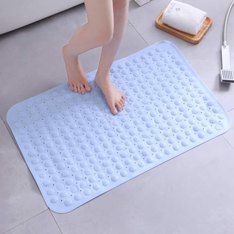 HomeAra Premium NonSlip Bathroom Mat 30 x 18 Inches with Suction Cups and Drain Holes Machine Washable Shower and Bathtub Mat for Ultimate Safety and Comfort Sky Blue - Image 1