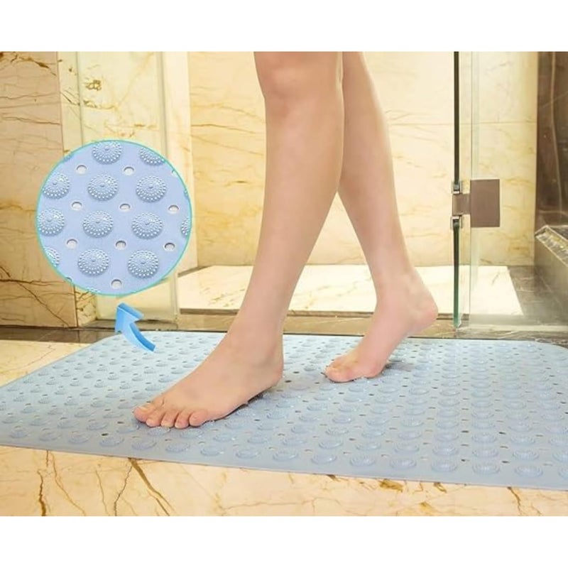 HomeAra Premium NonSlip Bathroom Mat 30 x 18 Inches with Suction Cups and Drain Holes Machine Washable Shower and Bathtub Mat for Ultimate Safety and Comfort Sky Blue - Image 2