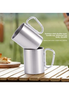 Generic Stainless Steel Double-layer Water Cup Mountaineering Cup Portable Outdoor Sports Cup Camping Portable Cup Mug-Colour:304 Carabiner Handle-Capacity:220ml  - Image 5