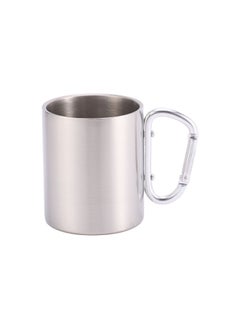 Generic Stainless Steel Double-layer Water Cup Mountaineering Cup Portable Outdoor Sports Cup Camping Portable Cup Mug-Colour:304 Carabiner Handle-Capacity:220ml  - Image 1