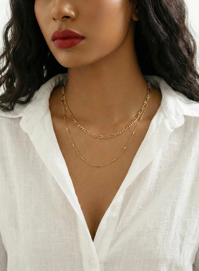 تايك تو Layered Cylindrical Chain Necklace