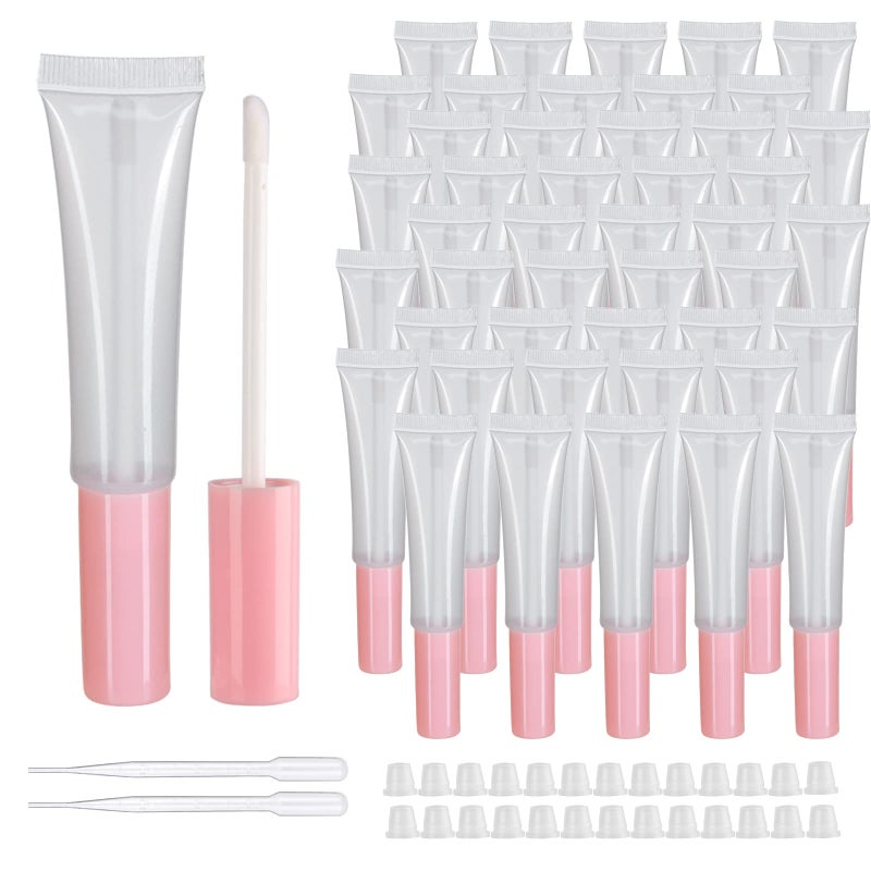 COSIDEA 50 pack Empty Pink 15ml Squeeze lip gloss tubes with wand 05oz soft lipgloss container chapstick containers empty tube - Image 2