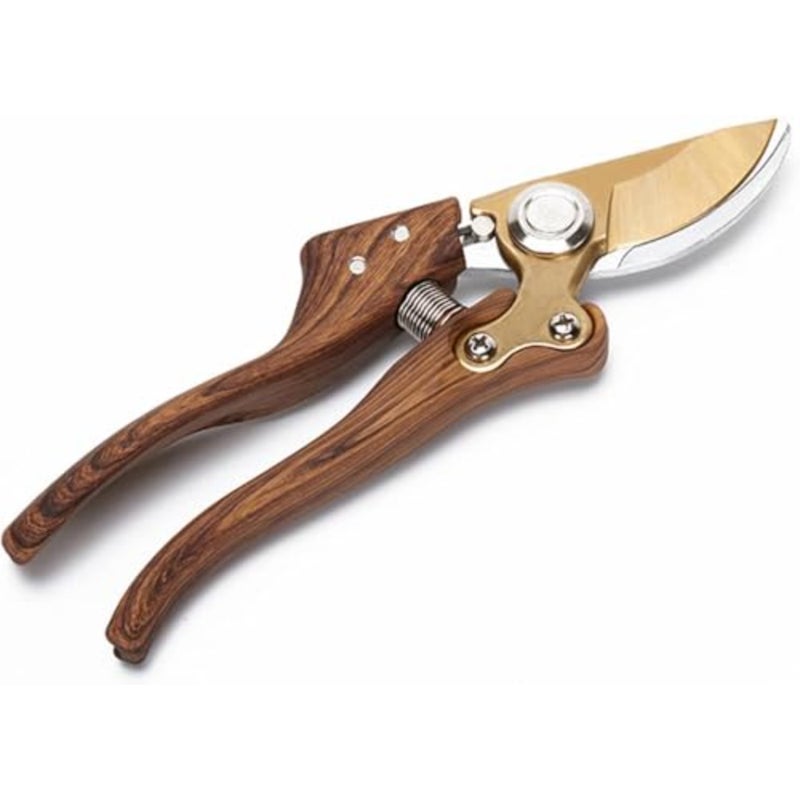Heavy Duty Garden Shears, Pruning Scissors for Plant, Pruning Shears with Steel Blades, Bypass Pruner Hedge Clippers with Wooden Handle, Tree trimmer, Gardening Tools - Image 1