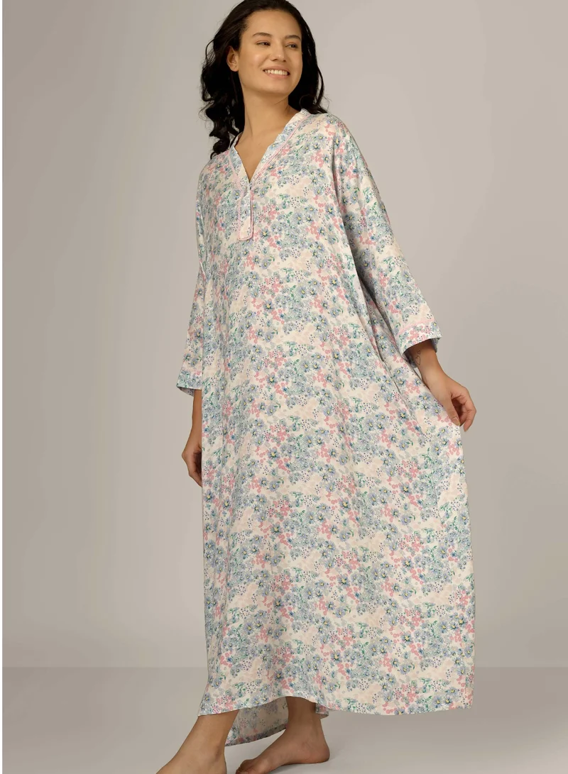 After Dark Bubbles, Printed Kaftan Nightdress