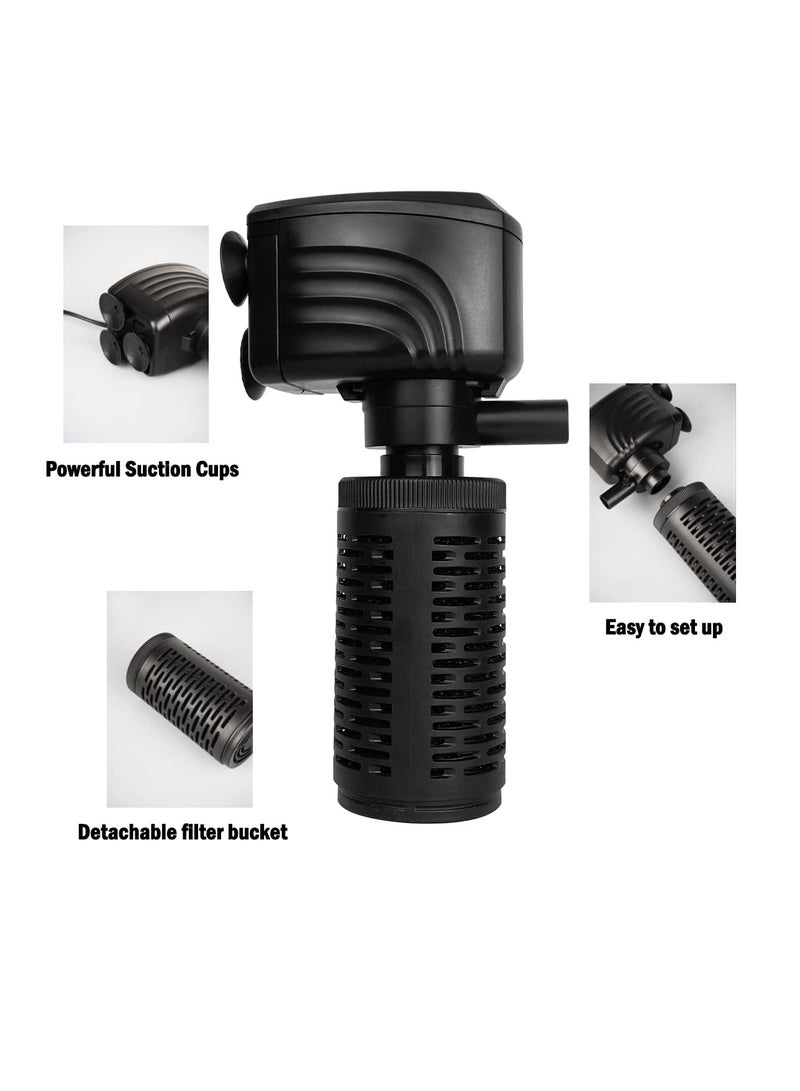 Zikra Fish Tank Filter Silent Internal Aquarium Filter for Clean Water Air Pump and Waves Biochemical Filtration for Healthy Fish and Turtles 4W 450L Black - Image 5