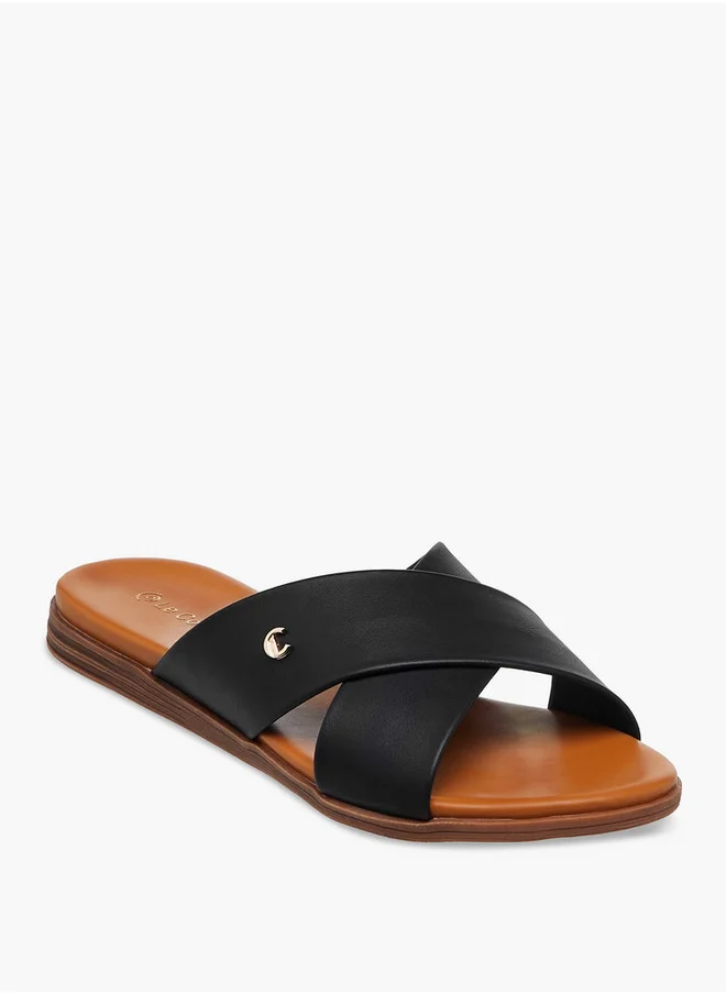 لو كونفورت Women's Solid Cross Strap Comfort Sandals