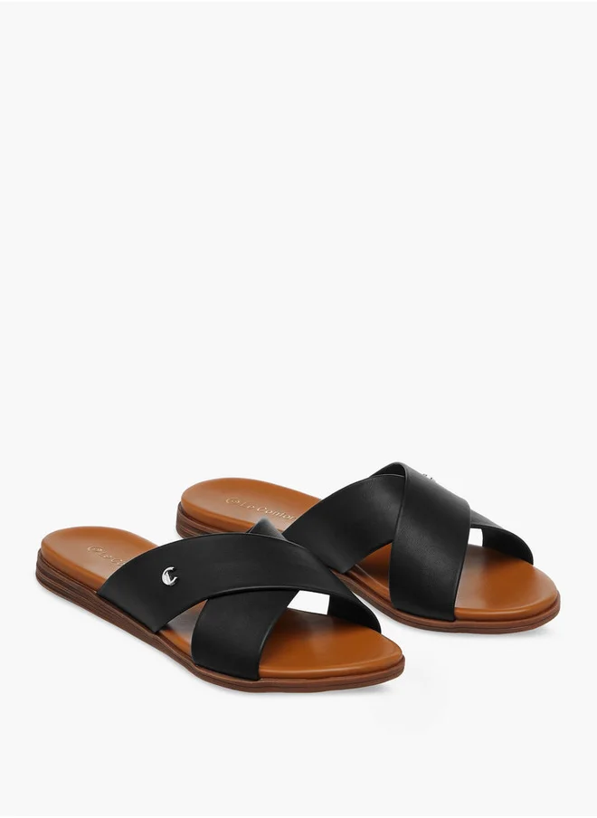 لو كونفورت Women's Solid Cross Strap Comfort Sandals