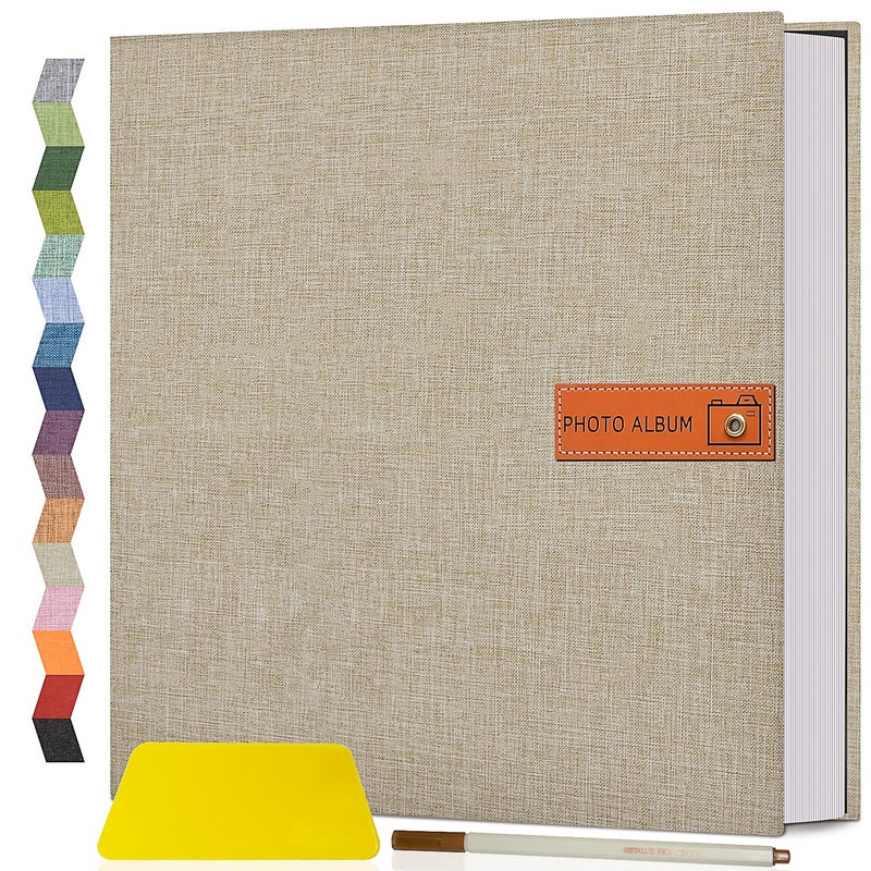 Popotop Large Photo Album Self Adhesive 4x6 5x7 8x10 Scrapbook Album DIY Picture BookGifts for MomFamily Baby and Weddingwith Metal Pen and Plastic Board