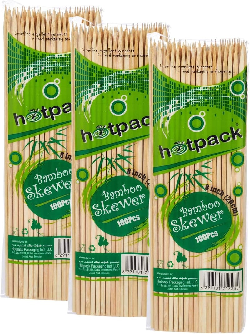 Hotpack أسياخ الخيزران من هوت باك 8 بوصات، 100 قطعة لكل عبوة من 3 - Image 1