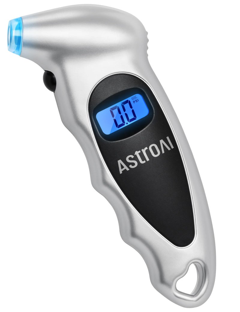 AstroAI AstroAI Digital Tire Pressure Gauge 150 PSI 4 Settings for Car Truck Bicycle with Backlight LCD and Non-Skid Grip Car Accessories, Silver (1 Pack)  - Image 1