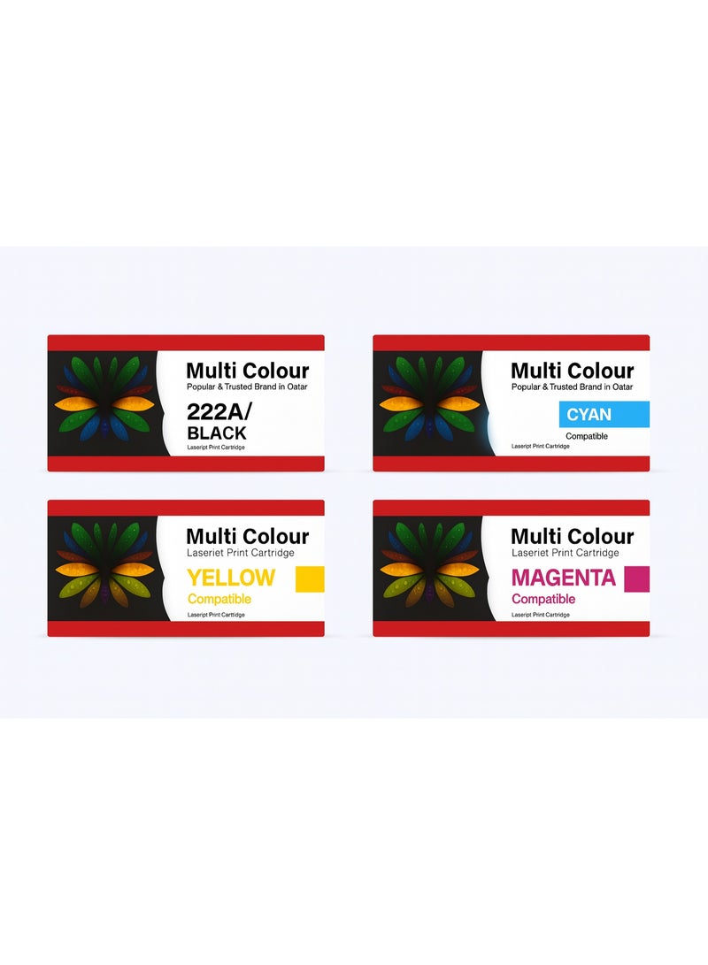 MULTI COLOUR HP 222A Compatible Toner Cartridge Black Cyan Yellow Magenta – Multi Colour UAE - Image 1