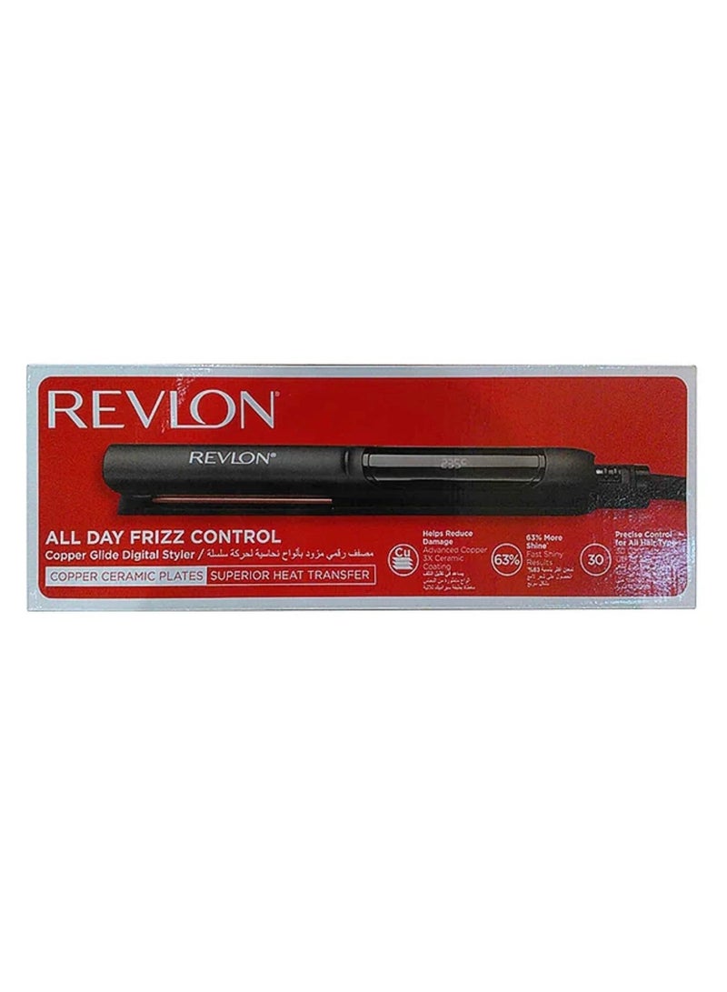 ريفلون مكواة فرد الشعر ريفلون RVST2155 بيرفكت هيت كوبر 25 ملم، مكواة مسطحة من السيراميك، 30 اعداد LCD - Image 4