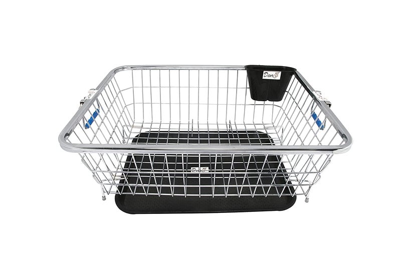 VISHVA Dish Drainer Rack 56 X 43 X 23 Cm With Drip Tray Stainless Steel Dish Drainer Rack With Drip Tray Utensil Drying Stand For Kitchen Plate Rack Bartan Basket Sink Top 2 Pic Spoon Stand - Image 1