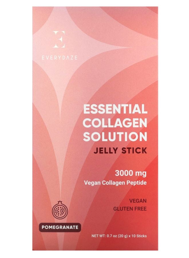 Essential Collagen Solution Jelly Stick Pomegranate 3000 mg 10 Sticks 0.7 oz (20 g) Each