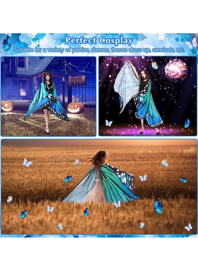 Jorunb Halloween Butterfly Wings Costume for Womens, Moth Wings Butterfly Cape Adult Costume with Mask & Headband(3pcs-blue) - Image 5