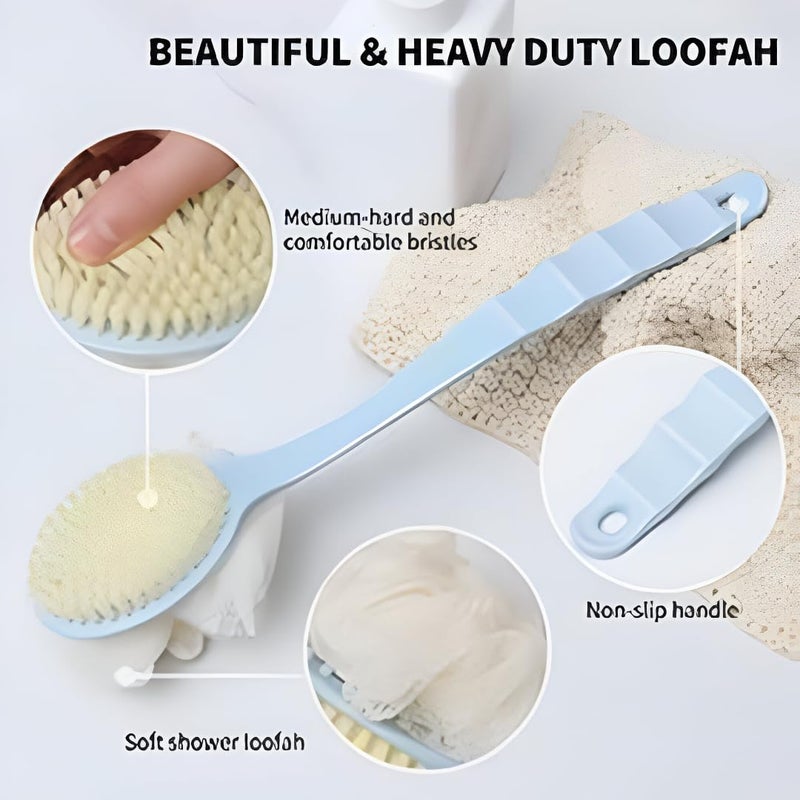 Lebami 2-in-1 Back Body Brush with Long Handle – Dual-Sided Loofah & Bristle Bath Scrubber for Shower, Dry Brushing, Skin Exfoliation, Cellulite Massage | Wet & Dry Use | Multi-Color - Image 5