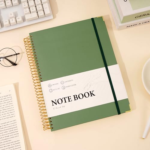 Flying Eagle Large Spiral Notebook College Ruled with Tab Stickers A4 Notebooks for School Supplies Hardcover Spiral Notebook 8.5 x 11 Journal Note Book for Work Note Taking Women Men Writing, 220 Pages, Green - Image 2