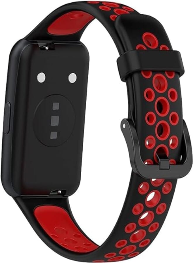 Next Next store Sport Band Compatible with Huawei Band 7 / Honor Band 7, Lightweight Silicone Sweatproof Strap (Black " Red)