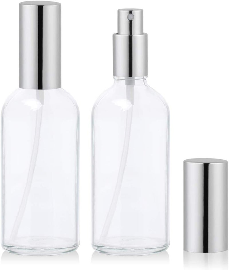 دلفينو زجاجات رذاذ زجاجية من ، بخاخ عطر، رذاذ ضباب ناعم، زجاجات رذاذ صغيرة قابلة لإعادة التعبئة، زجاجات مكياج للسفر والتنظيف مع قمع واحد، مجموعة بخاخ بحجم الجيب - 100 مل، عبوة من قطعتين - Image 1