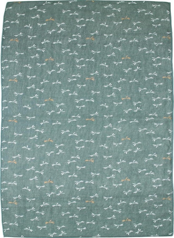 MIKURA Double Gauze Tenugui, Japanese Towel, Ohadani yasashii Gauze tenugui, Dragonfly (Green) - Image 2