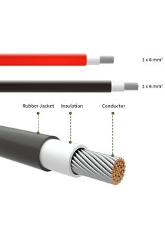 KASTWAVE Solar Panel Extension Cable, Solar Panel Adapter with Female and Male Waterproof Connector, 10FT 10AWG Extension Cord for Power Generation Red, Black  - Image 2