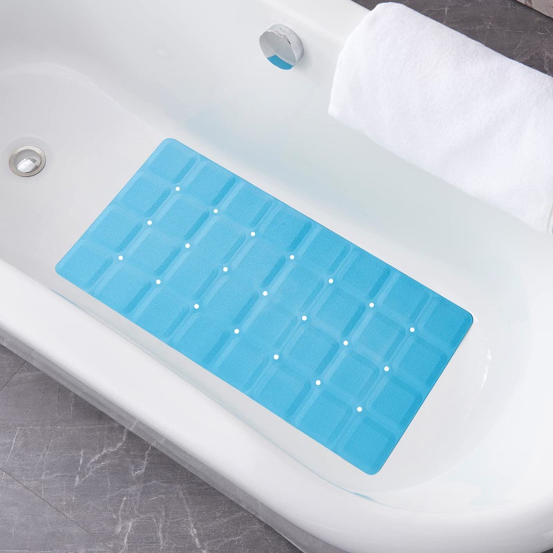 Webos Webos Foldable Non Slip Silicon Bath Mat Bathtub mat Shower mats no Suction Cups for Textured Tub and Reglazed TubFoldableBlue 28inch x 14inch