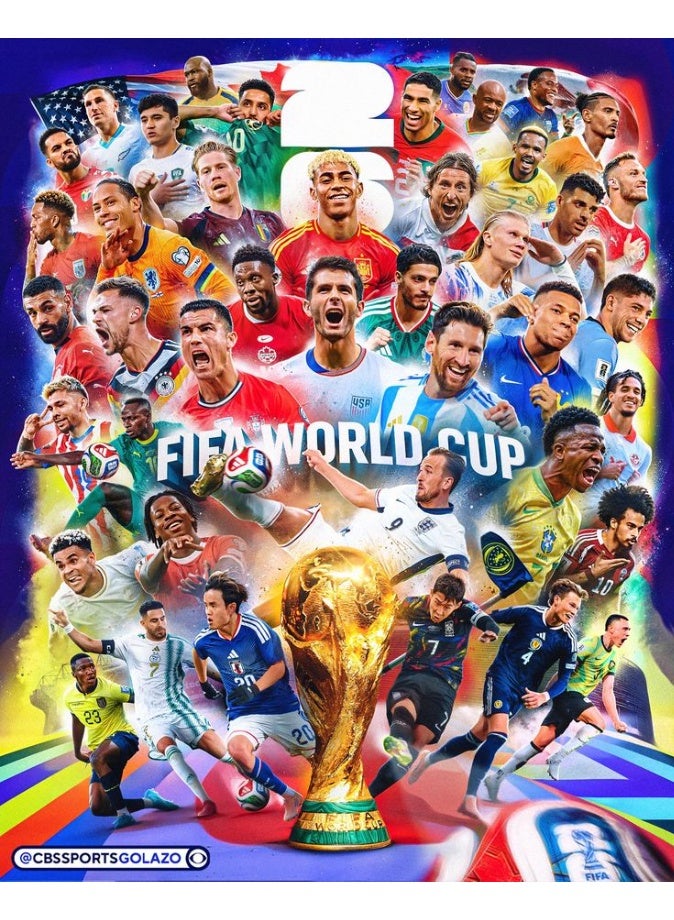 ARS FIFA World Cup 2026 Banner Wall Art 100x200cm – Premium Fabric Poster, Durable Weather-Resistant Hanging Banner with Metal Rings for Indoor & Outdoor Decoration