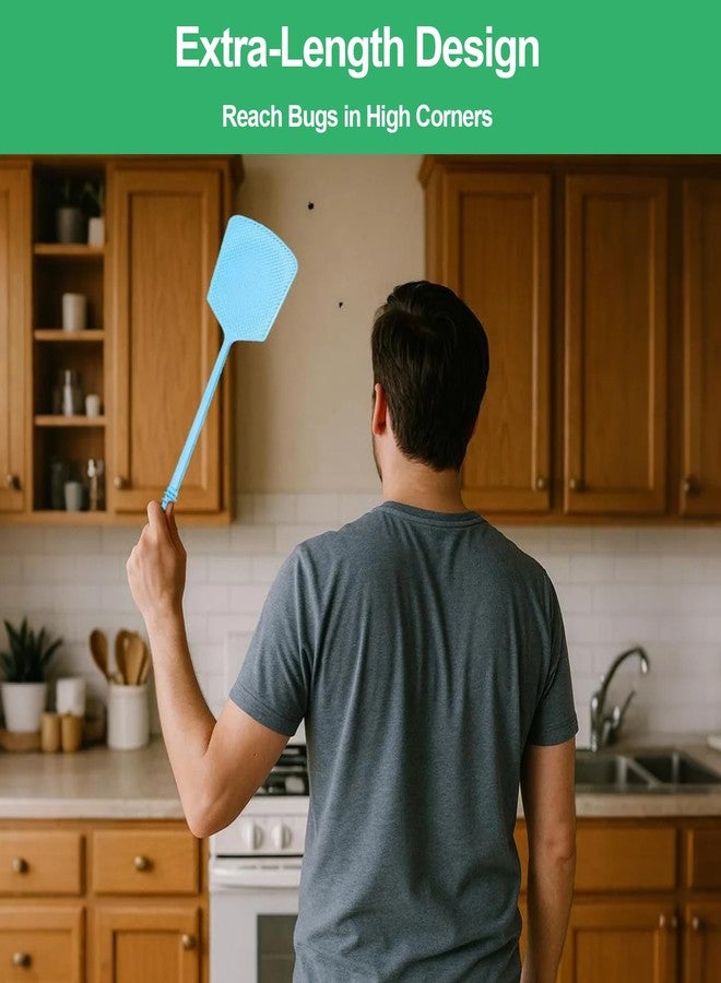 smrtcol 4 Pack Heavy Duty Fly Swatters, Extra Long 17.7in Plastic Bug Swatter with Non-Slip Handle - Indoor/Outdoor Manual Insect Tool, Durable & Reusable (Colorful) - Image 4