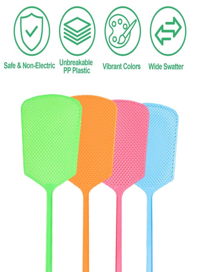 smrtcol 4 Pack Heavy Duty Fly Swatters, Extra Long 17.7in Plastic Bug Swatter with Non-Slip Handle - Indoor/Outdoor Manual Insect Tool, Durable & Reusable (Colorful) - Image 3