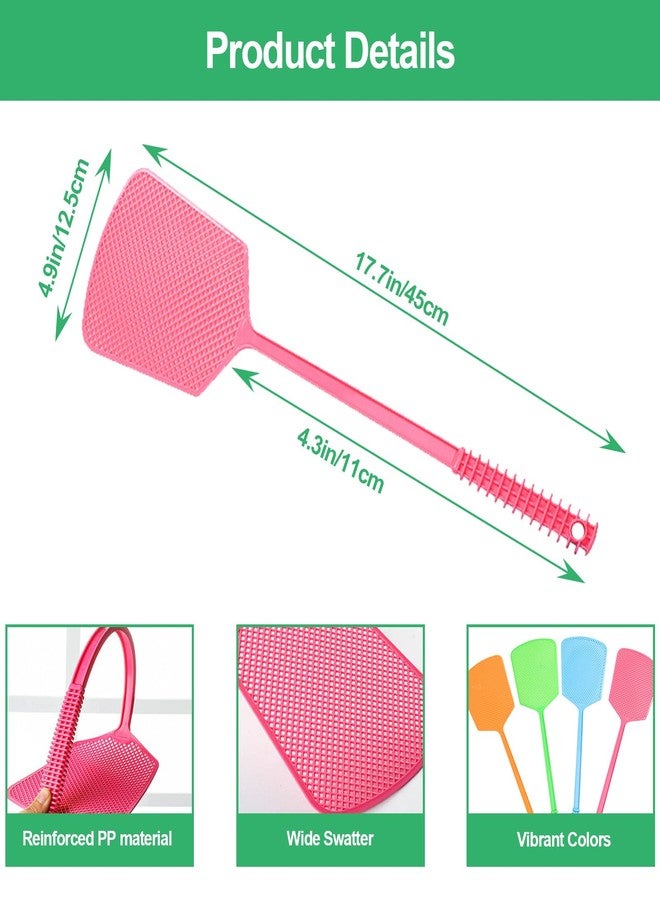 smrtcol 4 Pack Heavy Duty Fly Swatters, Extra Long 17.7in Plastic Bug Swatter with Non-Slip Handle - Indoor/Outdoor Manual Insect Tool, Durable & Reusable (Colorful) - Image 2
