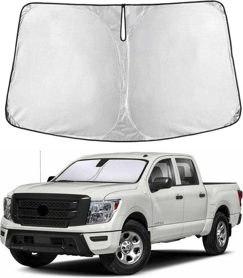 إيكونور واقي شمسي للزجاج الأمامي لسيارة Nissan Titan 2020-2022 2023 2024، واقي شمسي للزجاج الأمامي والنافذة، حاجب وحامي من الأشعة فوق البنفسجية والحرارة، إكسسوارات سيارة - Image 1