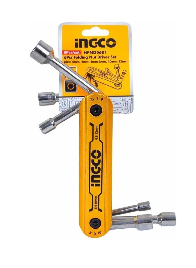 إنجكو مجموعة مفكات صواميل قابلة للطي من INGCO، 6 قطع - HFND0601 - Image 2