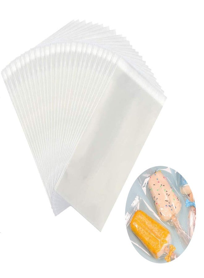 Miaowoof 200PCS Popsicle Bags Sealable, Ice Pop Bags For Ice Cream, Self-adhesive Clear Popsicle Wrappers, 6.3" x 3.2" Disaposable - Image 1